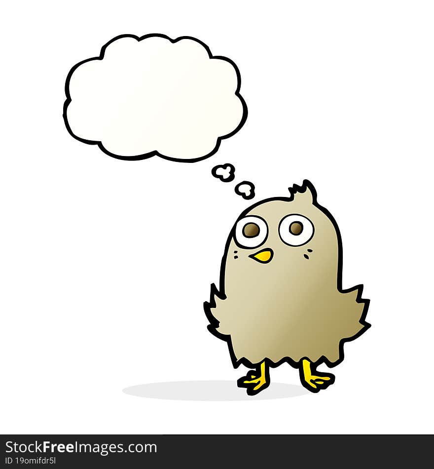 Funny Cartoon Bird With Thought Bubble