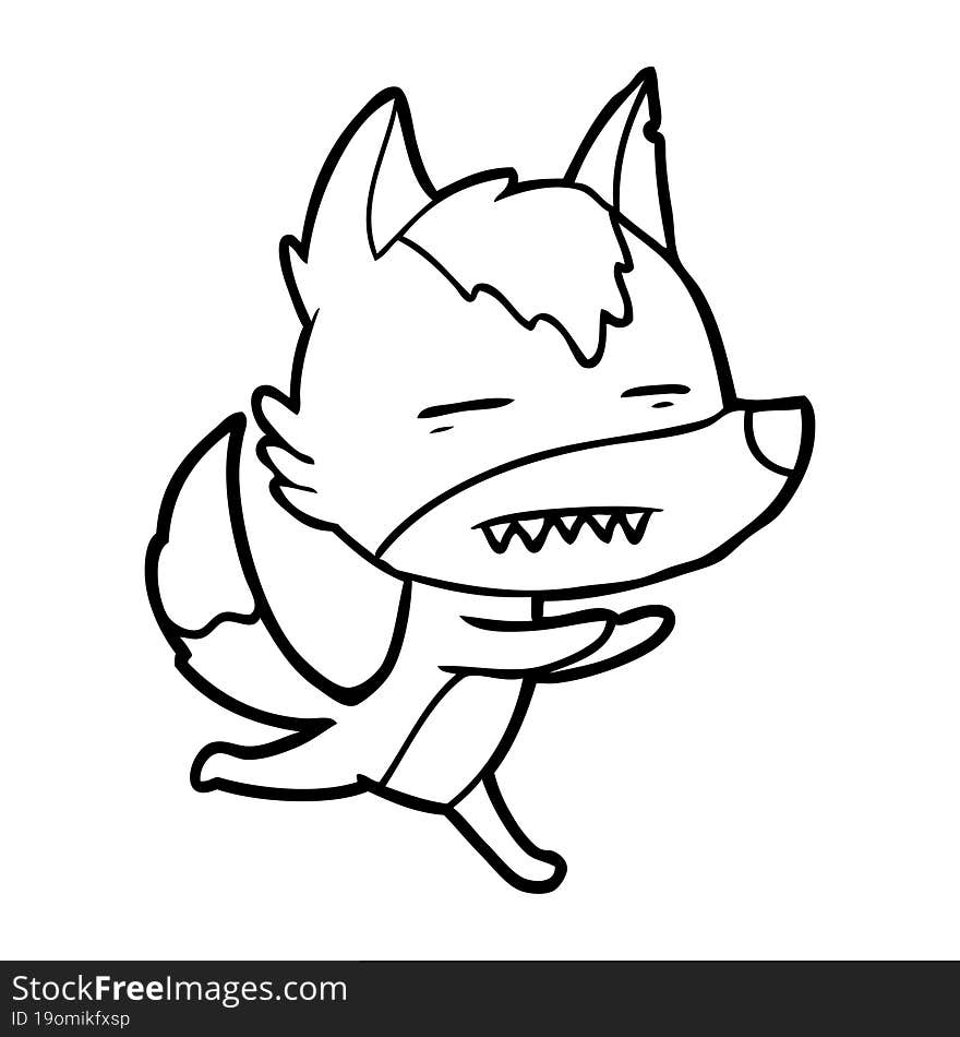 cartoon wolf showing teeth. cartoon wolf showing teeth