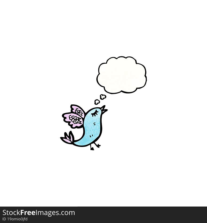 cartoon rare bird with thought bubble