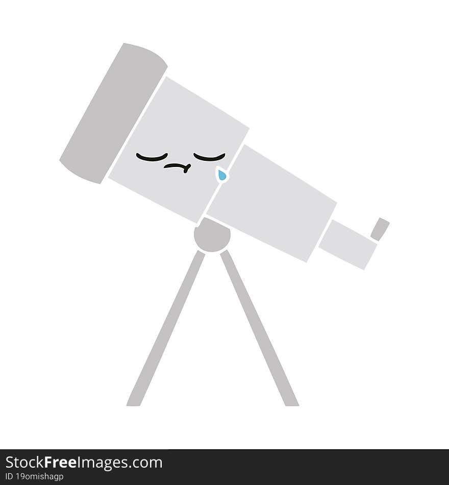 Flat Color Retro Cartoon Telescope