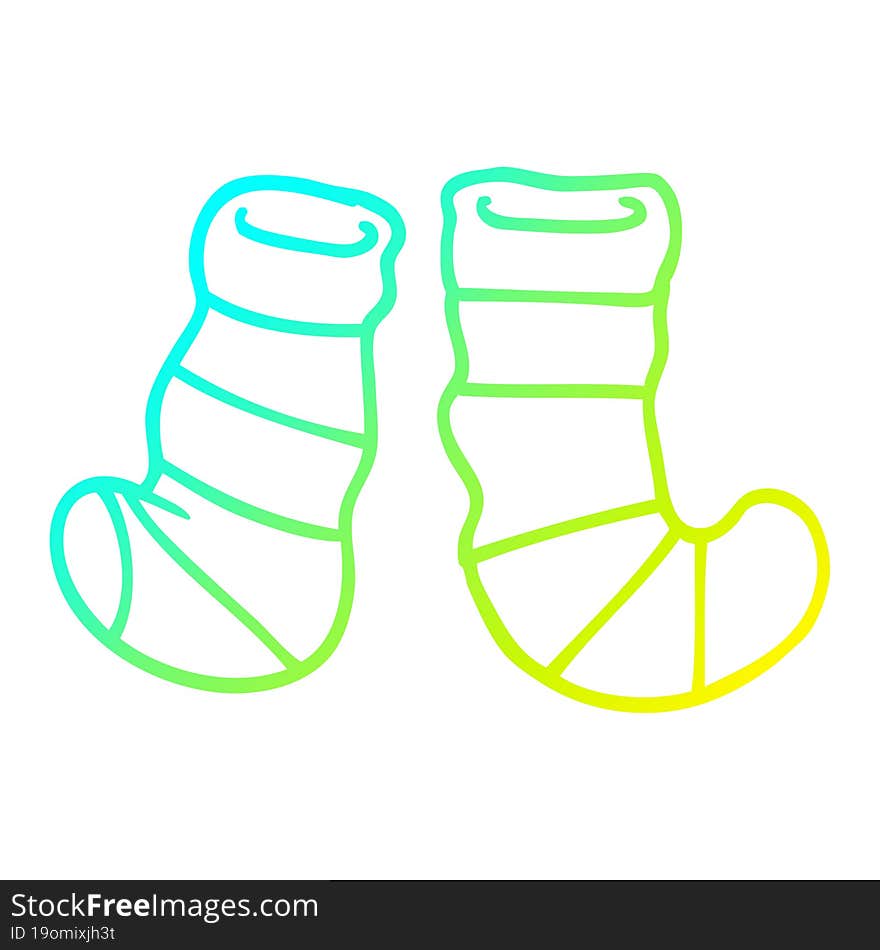 cold gradient line drawing of a cartoon socks