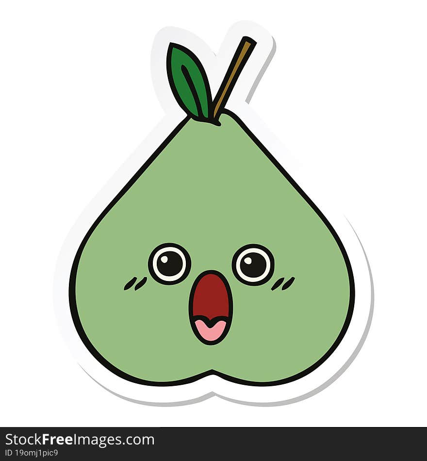 sticker of a cute cartoon green pear