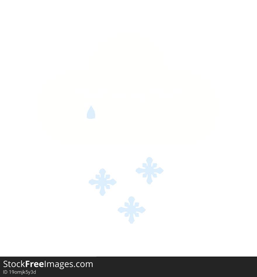 Flat Color Retro Cartoon Snow Cloud