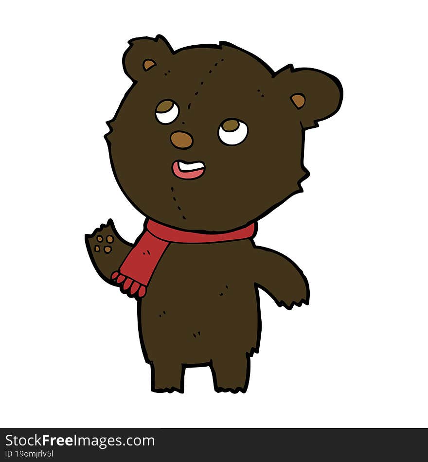 Cartoon Black Bear Wearing Scarf