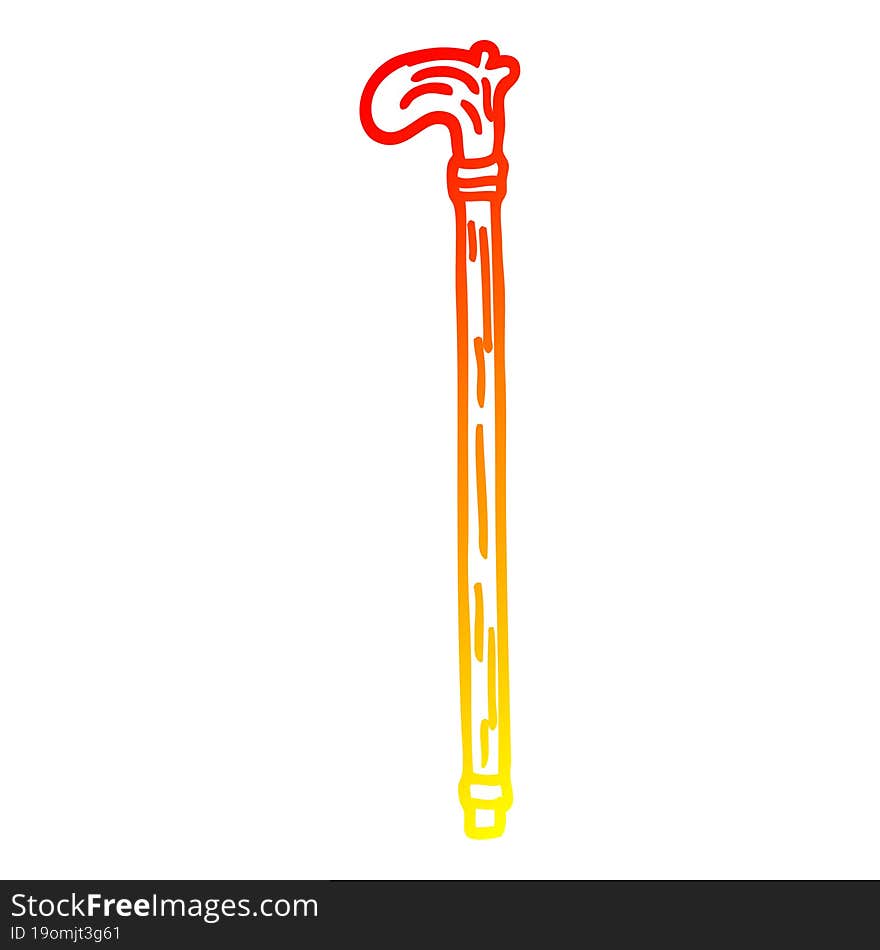 Warm Gradient Line Drawing Cartoon Walking Stick