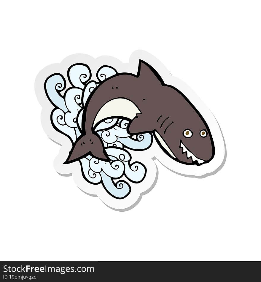 sticker of a cartoon shark