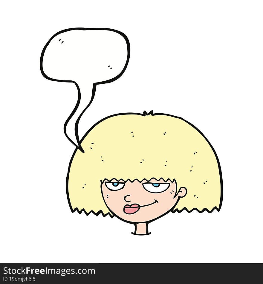 cartoon mean female face with speech bubble