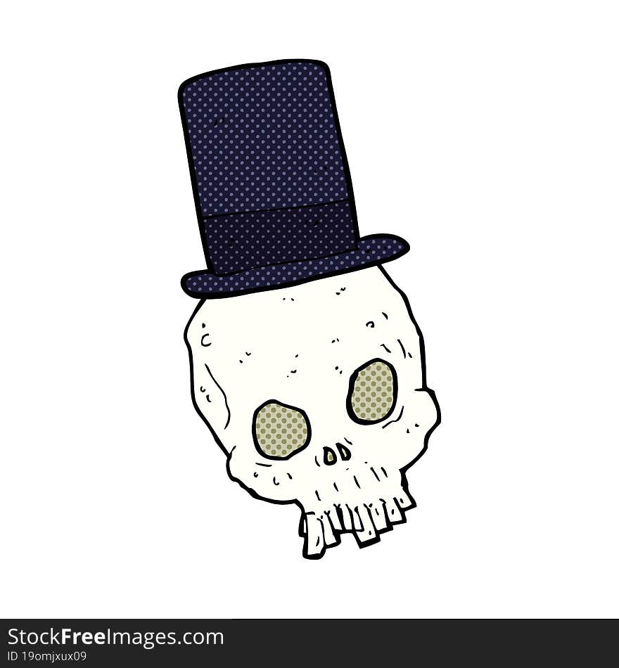 cartoon skull wearing top hat