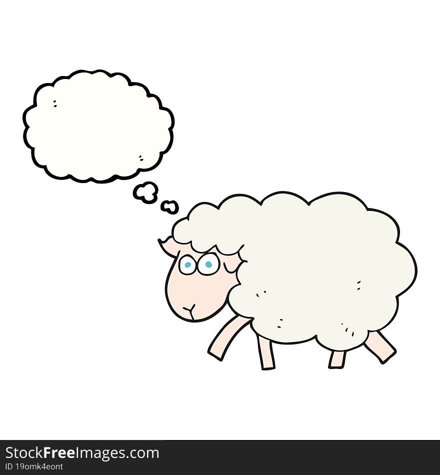 freehand drawn thought bubble cartoon sheep