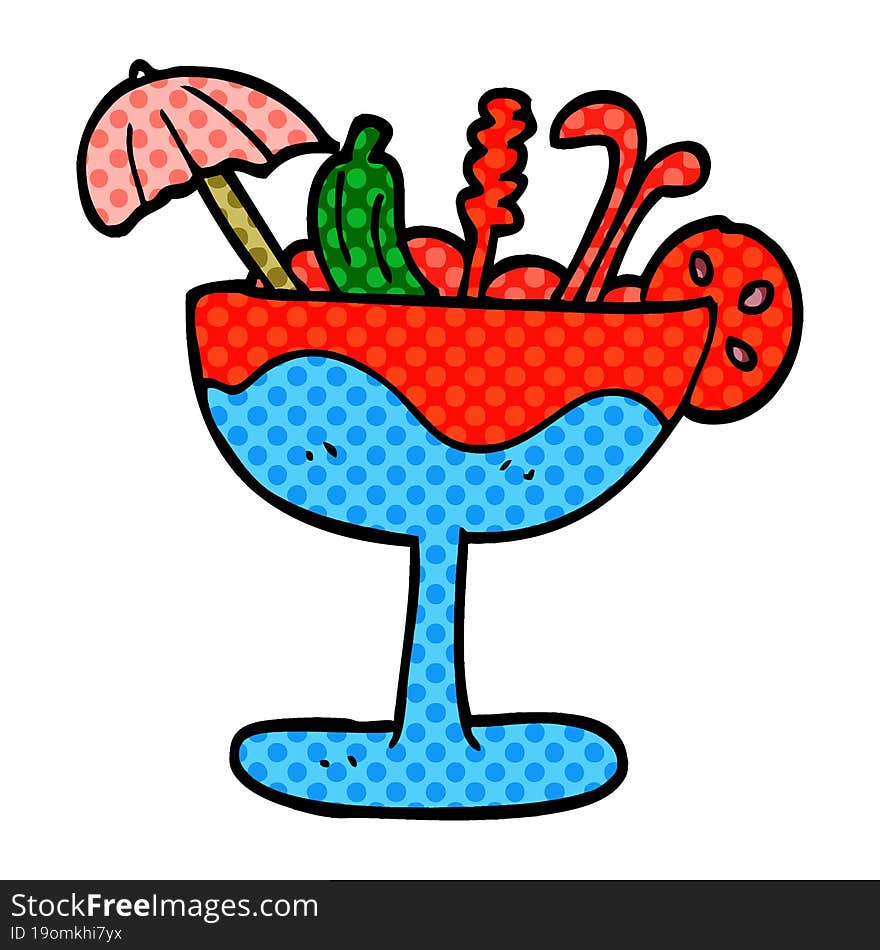 Cartoon Doodle Tropical Cocktail