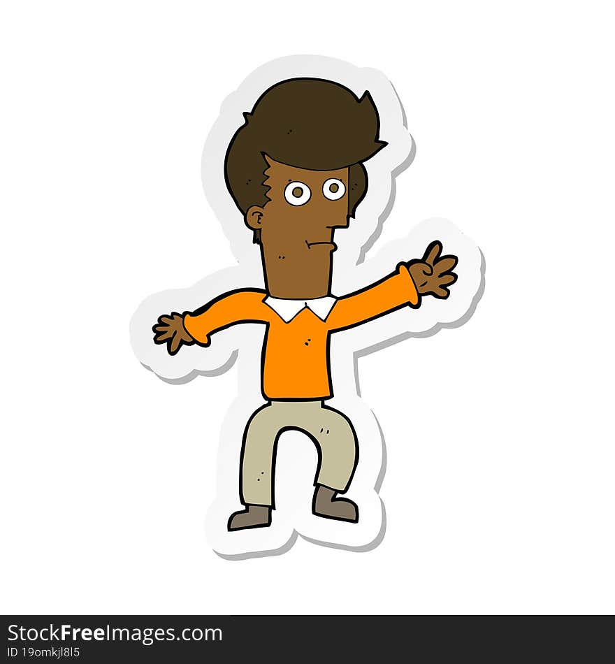 Sticker Of A Cartoon Man Waving