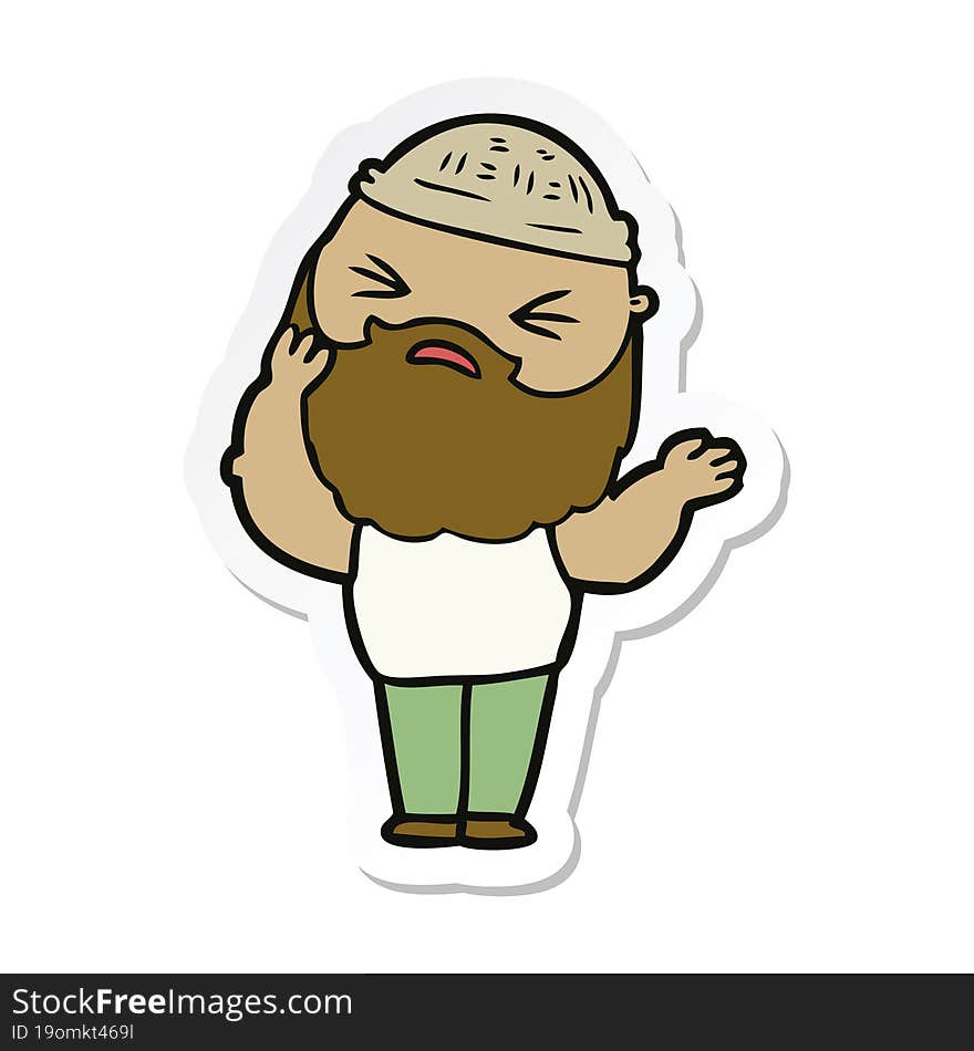 sticker of a cartoon man with beard