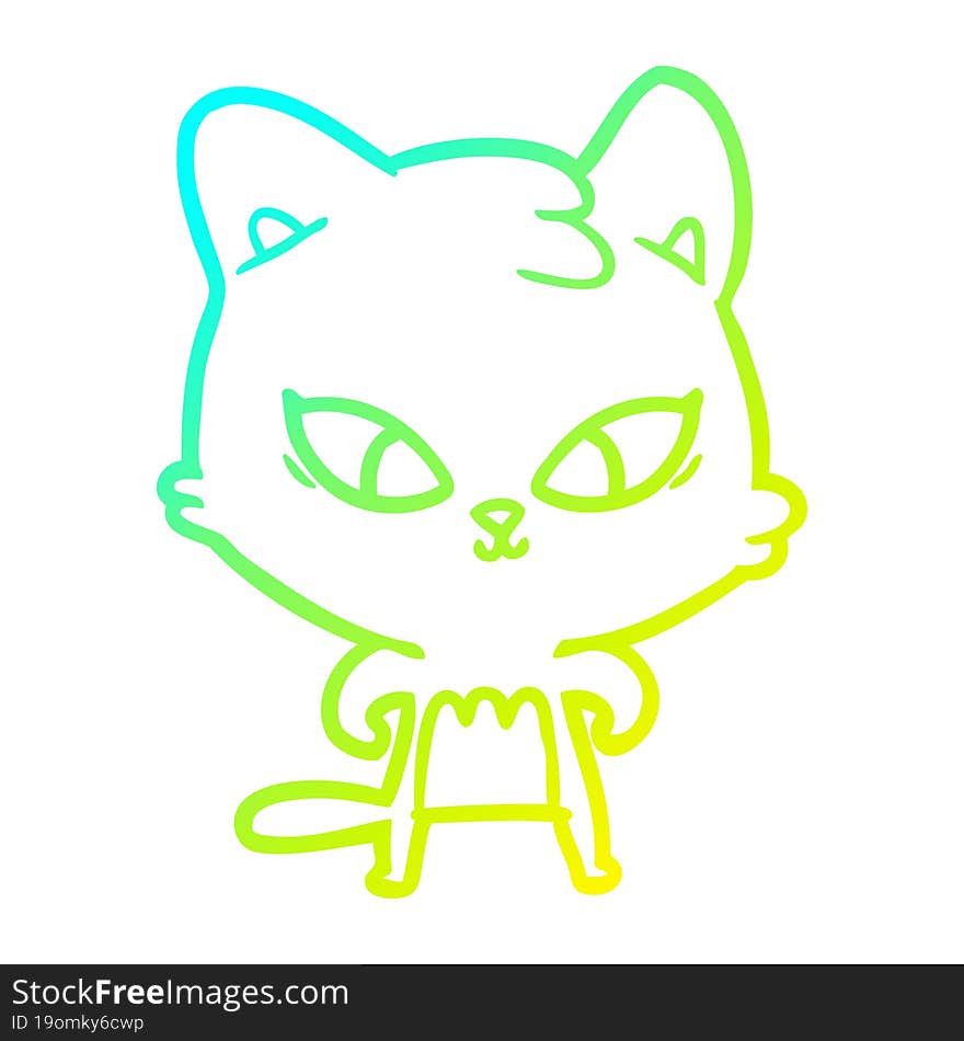 Cold Gradient Line Drawing Cute Cartoon Cat