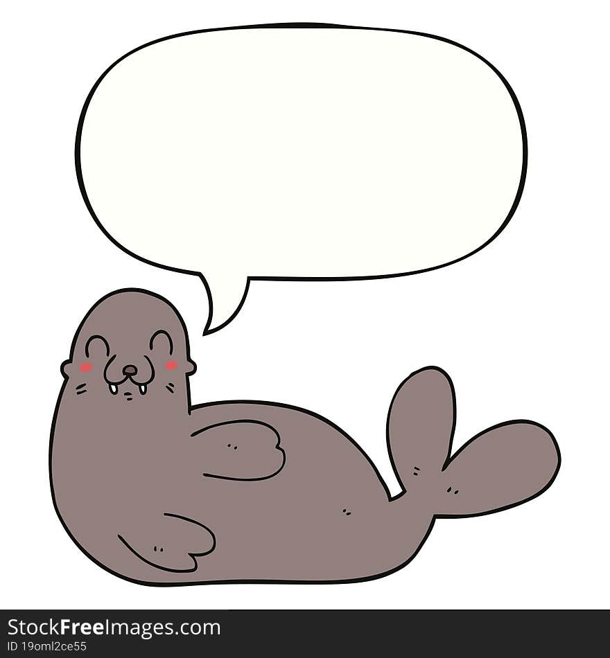 Cartoon Seal And Speech Bubble