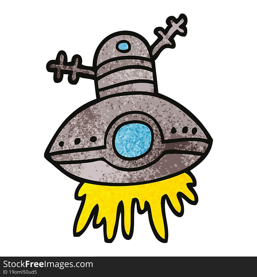 cartoon doodle alien spaceship