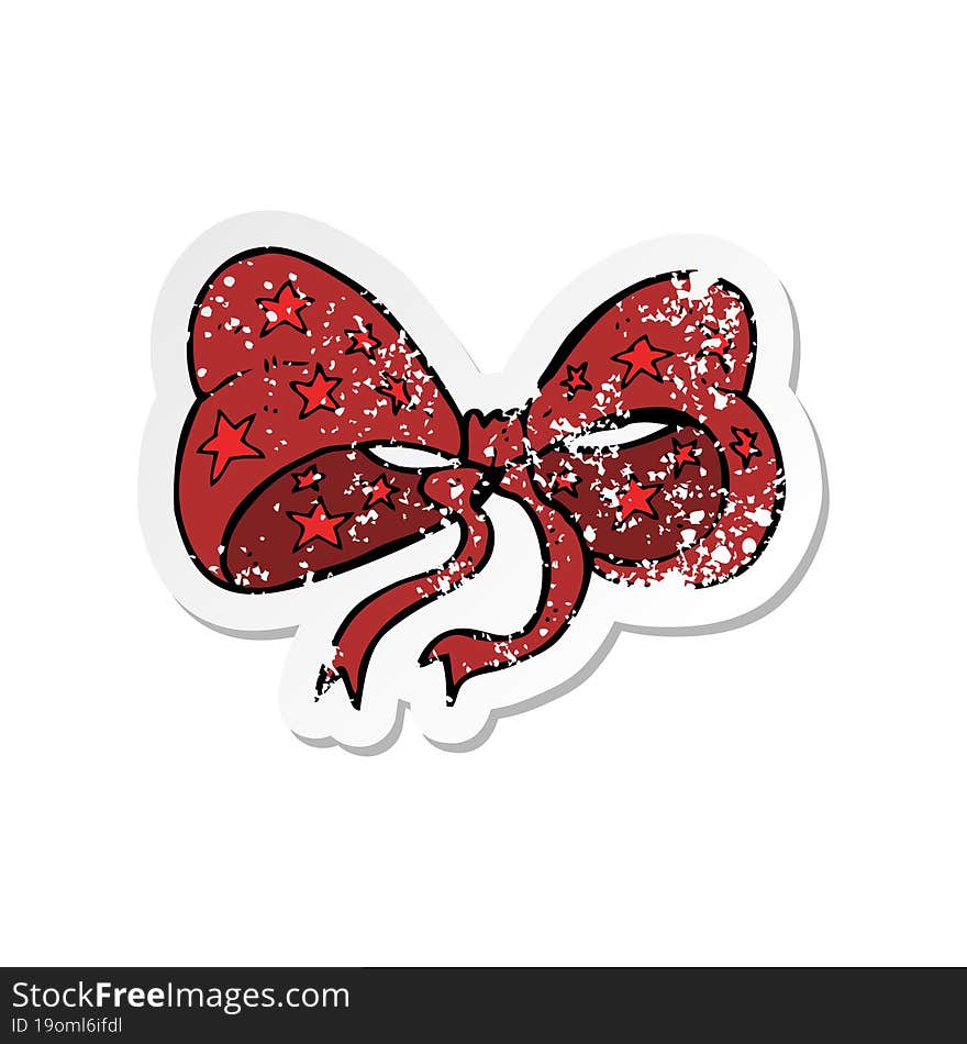 retro distressed sticker of a cartoon bow tie