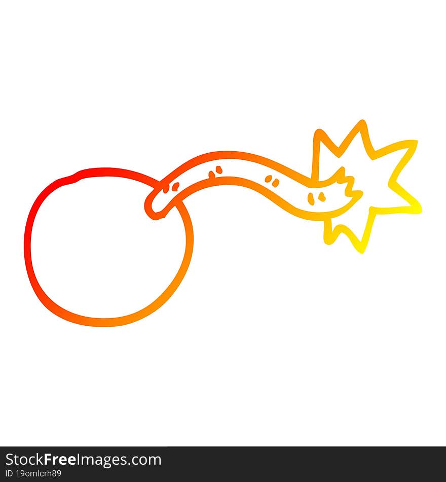 warm gradient line drawing round cartoon bomb