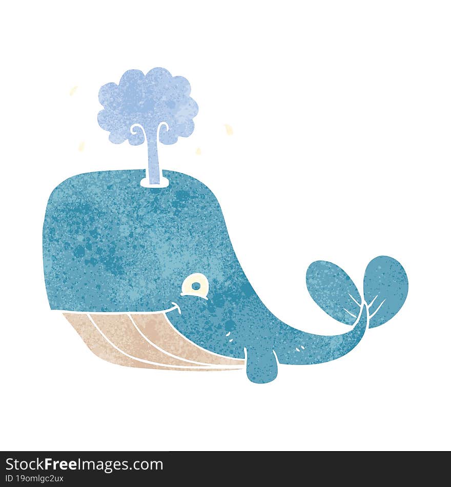 retro cartoon whale spouting water