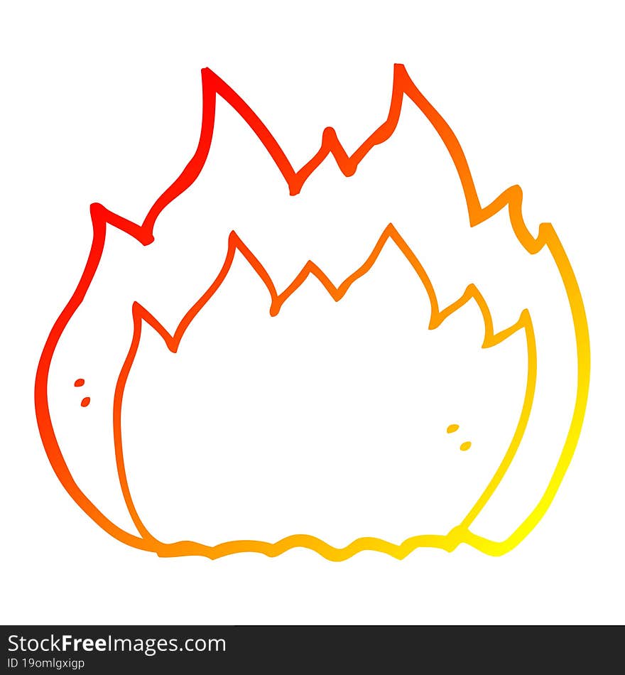 Warm Gradient Line Drawing Cartoon Fire