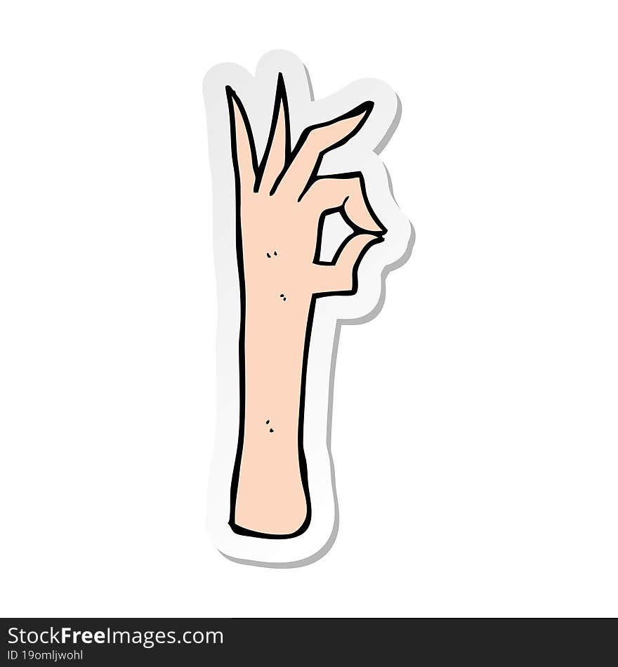 sticker of a cartoon okay hand gesture