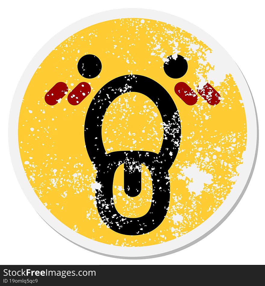 exhausted panting face circular sticker