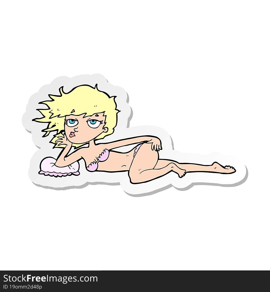 sticker of a cartoon woman posing in underwear