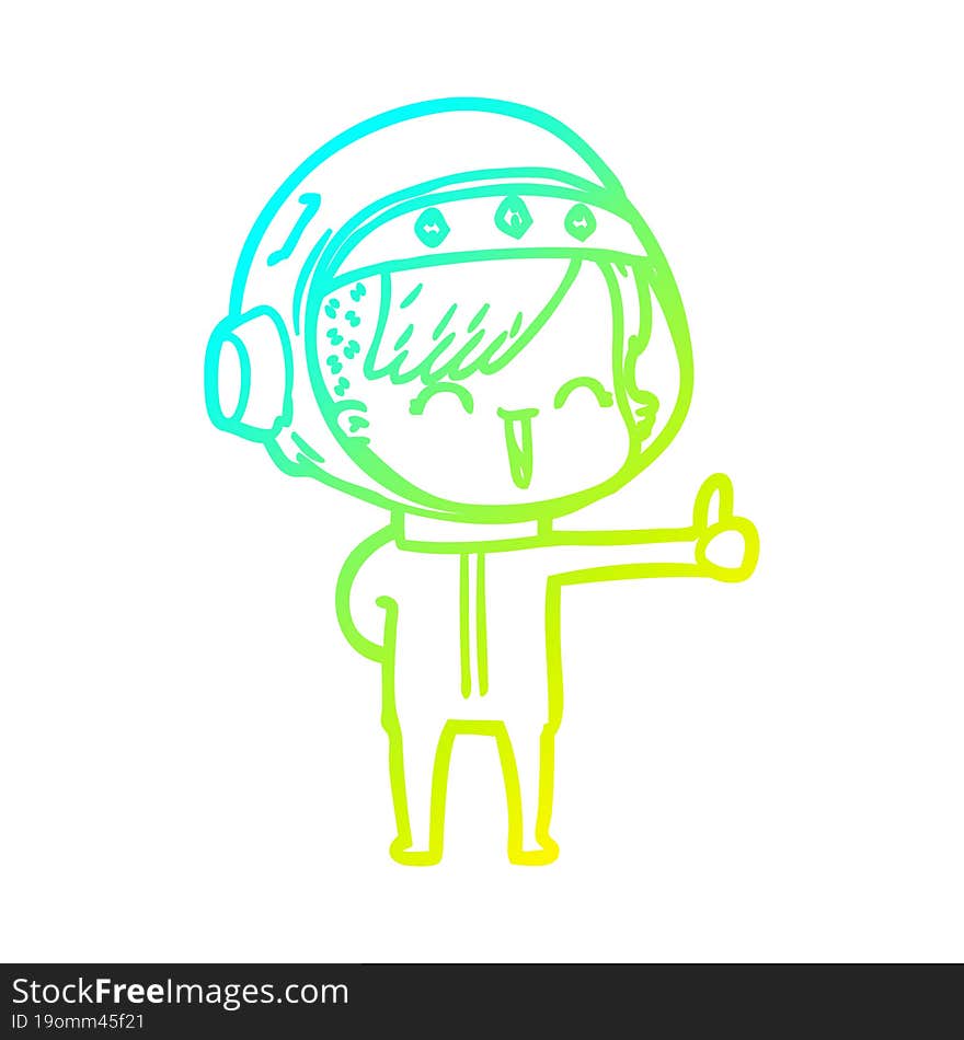 cold gradient line drawing happy cartoon space girl