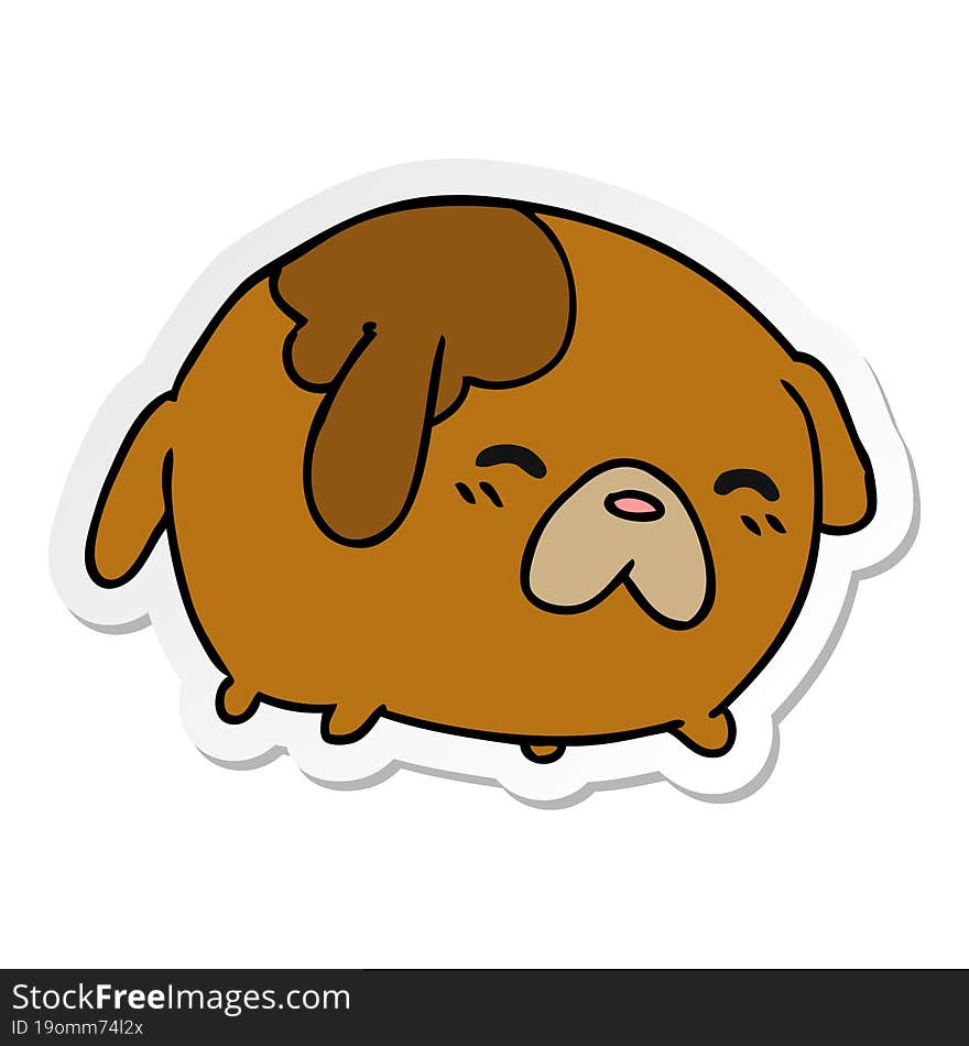 freehand drawn sticker cartoon of cute kawaii dog