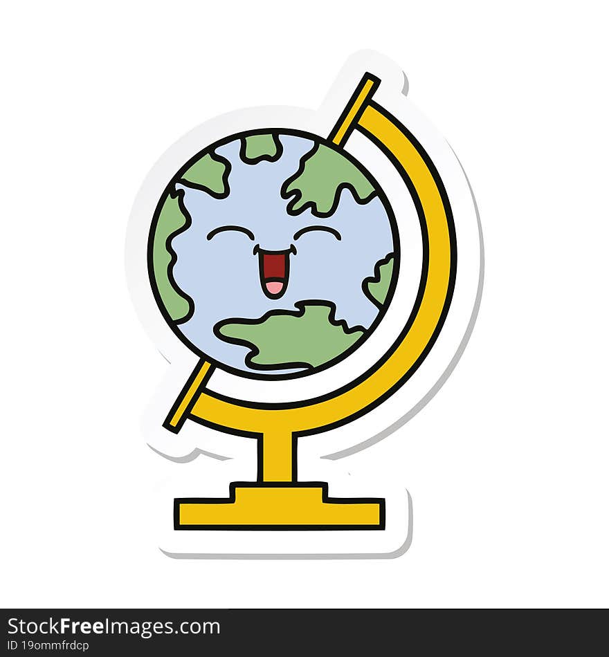 sticker of a cute cartoon globe of the world