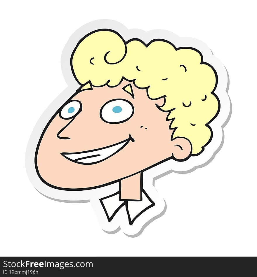 sticker of a cartoon happy man