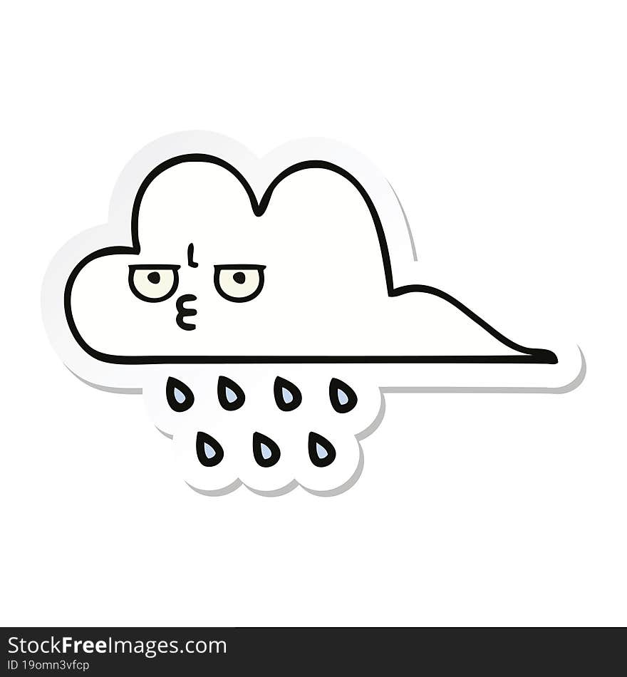 sticker of a cute cartoon rain cloud