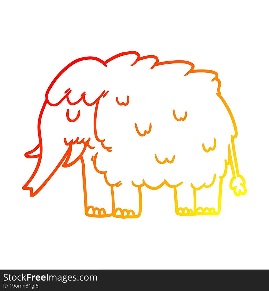 warm gradient line drawing cartoon mammoth