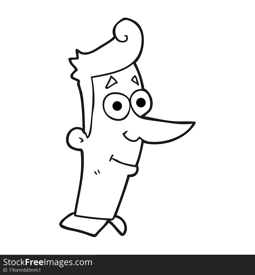 black and white cartoon smiling man