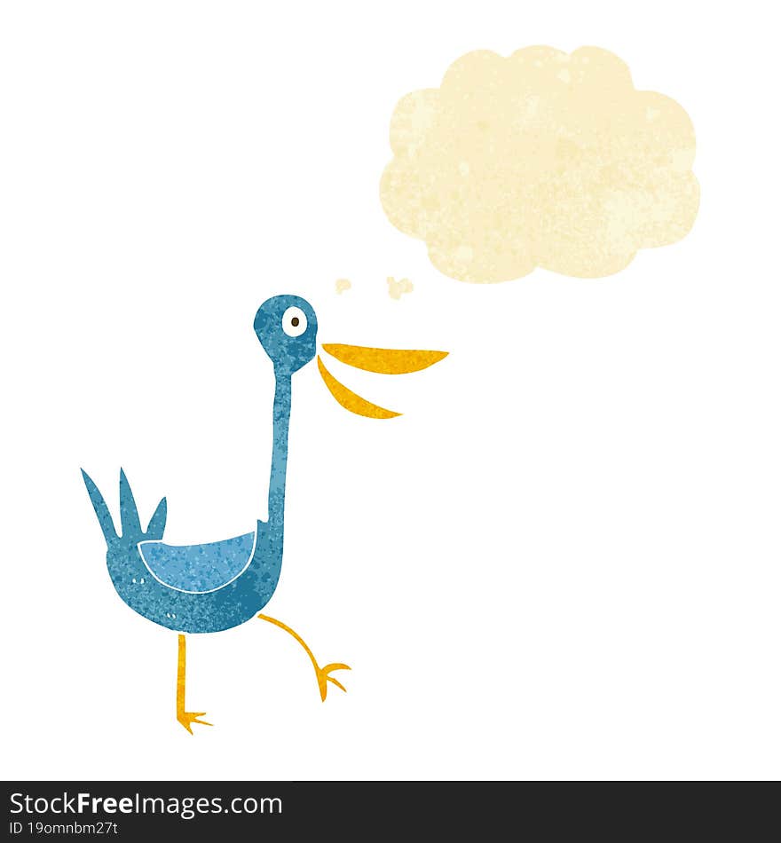 funny cartoon duck with thought bubble