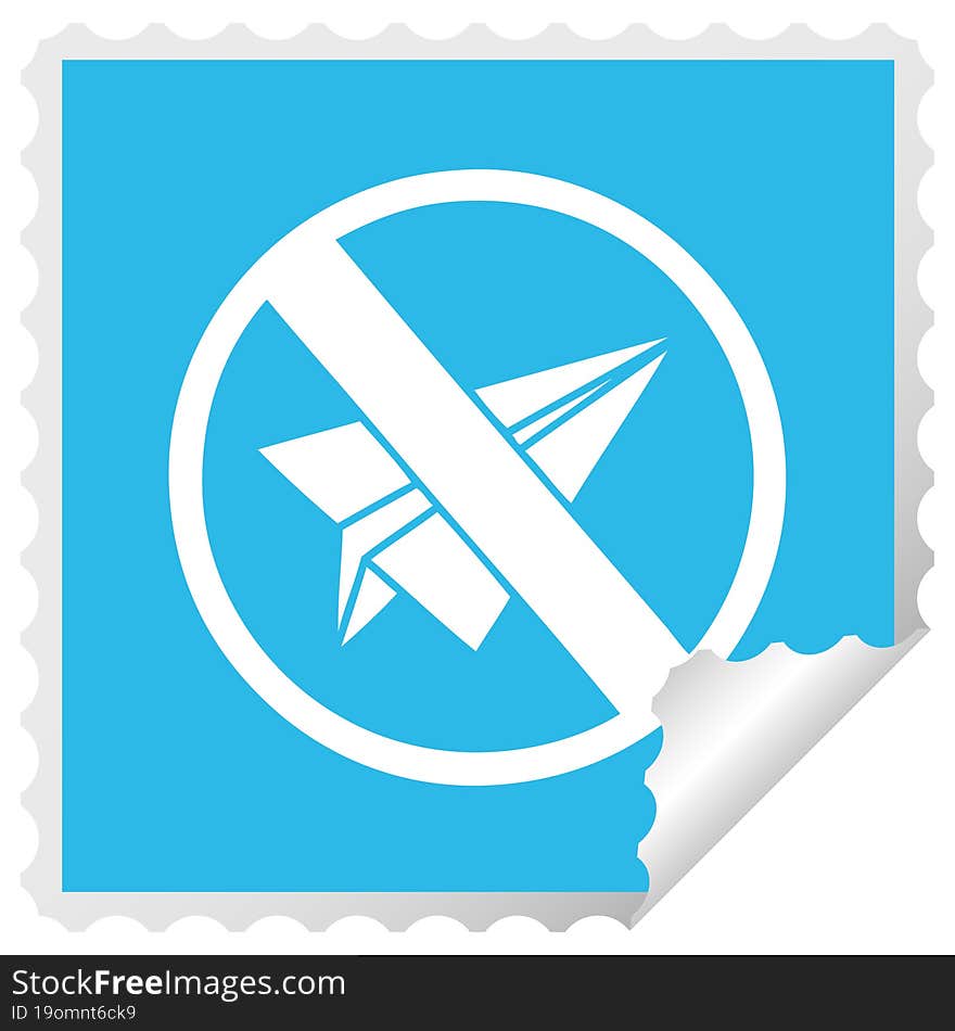 square peeling sticker cartoon no paper aeroplanes allowed