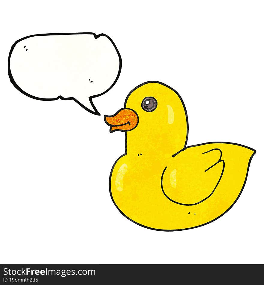 speech bubble textured cartoon rubber duck