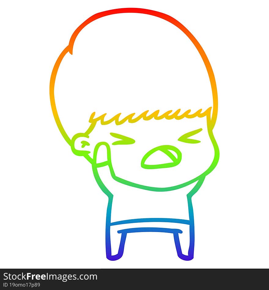 rainbow gradient line drawing cartoon stressed man