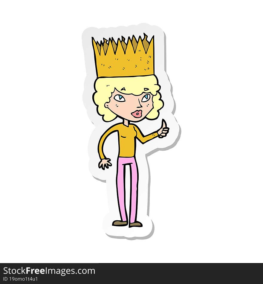 Sticker Of A Cartoon Person Wearing Crown