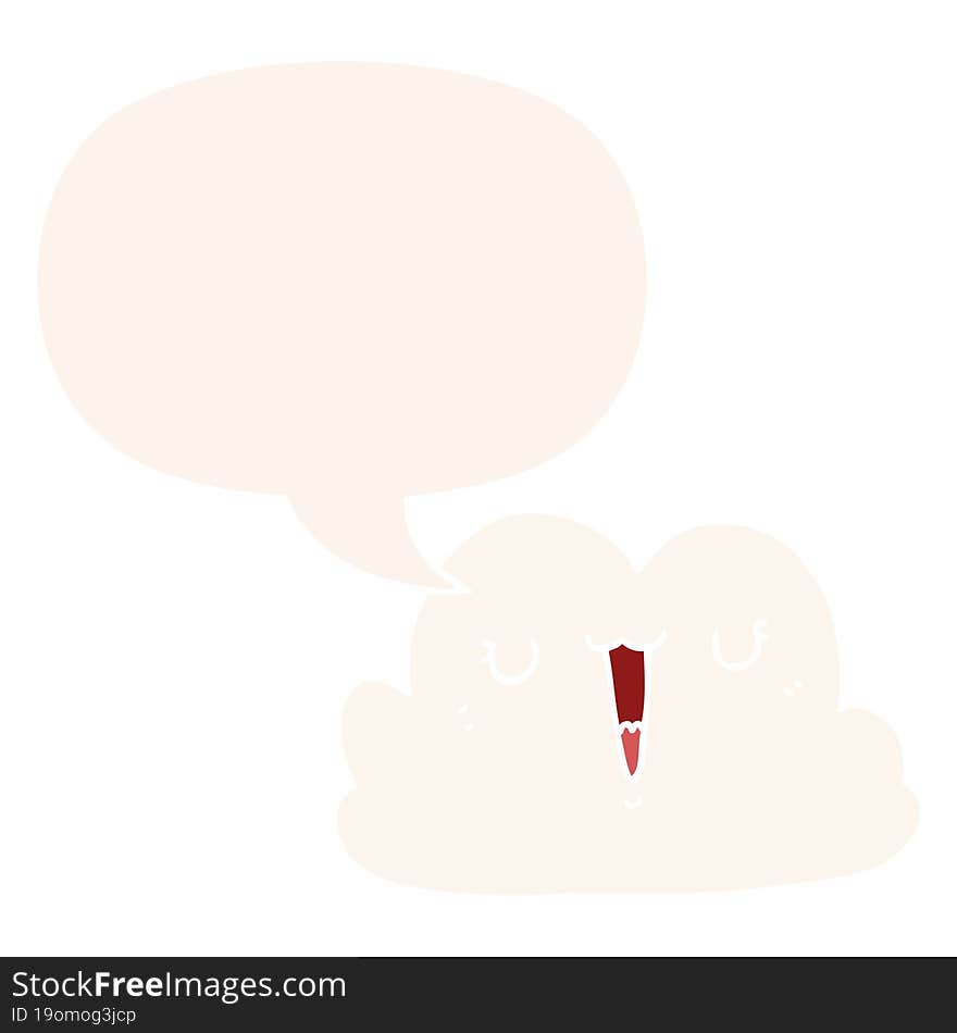 cute cartoon cloud and speech bubble in retro style