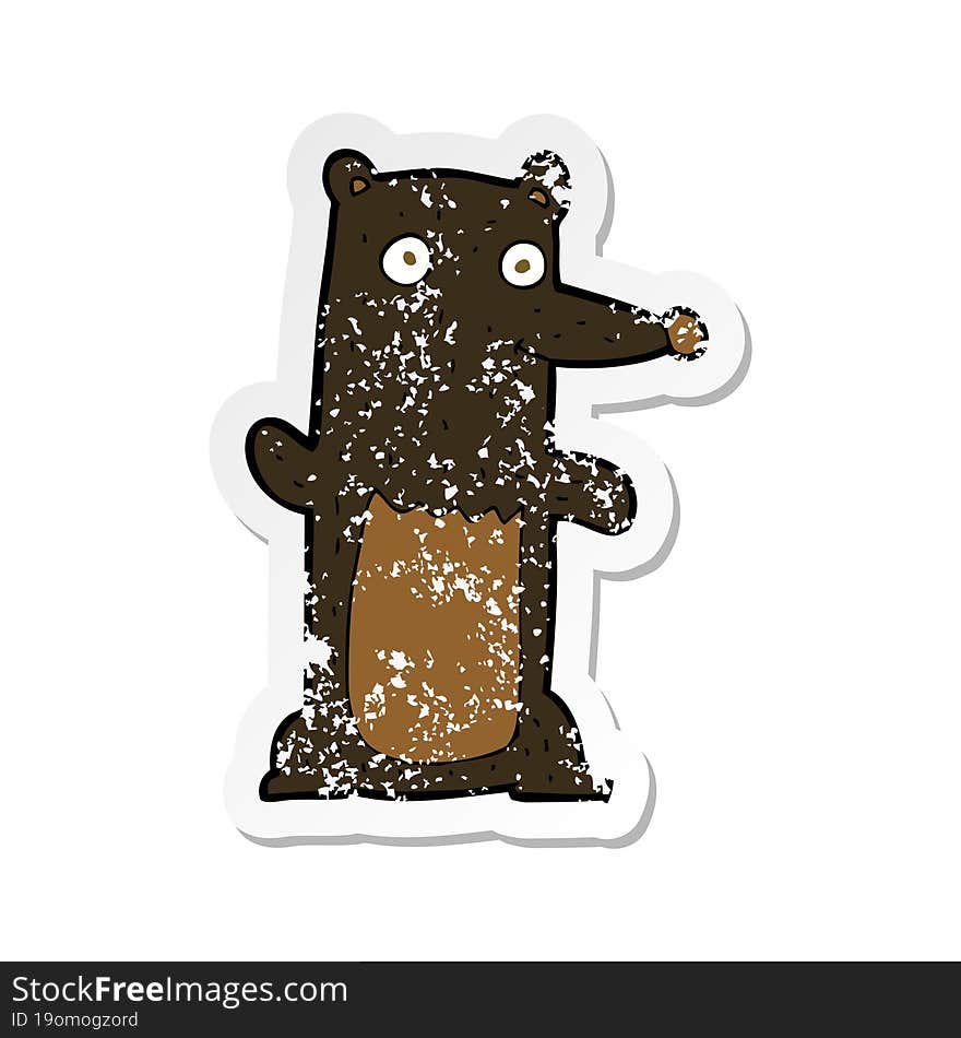 retro distressed sticker of a cartoon black bear