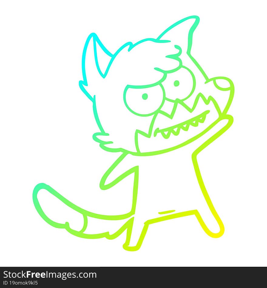 cold gradient line drawing cartoon grinning fox