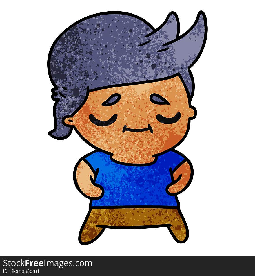 textured cartoon of kawaii cute grey haired man