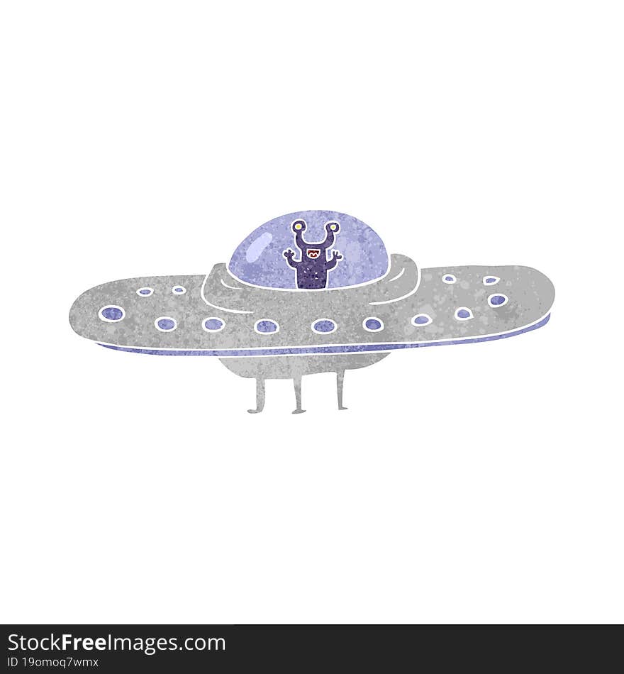 retro cartoon flying saucer