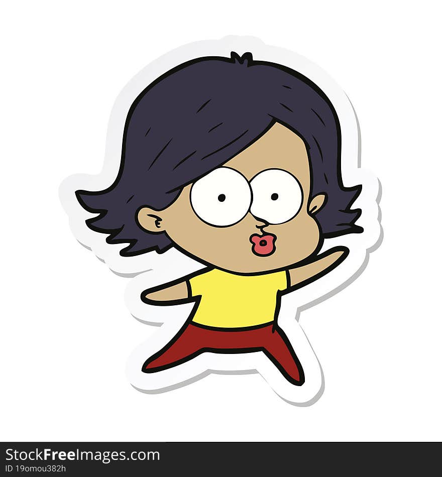 sticker of a cartoon girl pouting