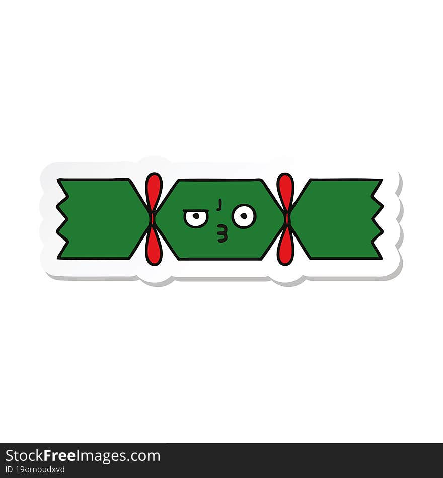 sticker of a cute cartoon christmas cracker