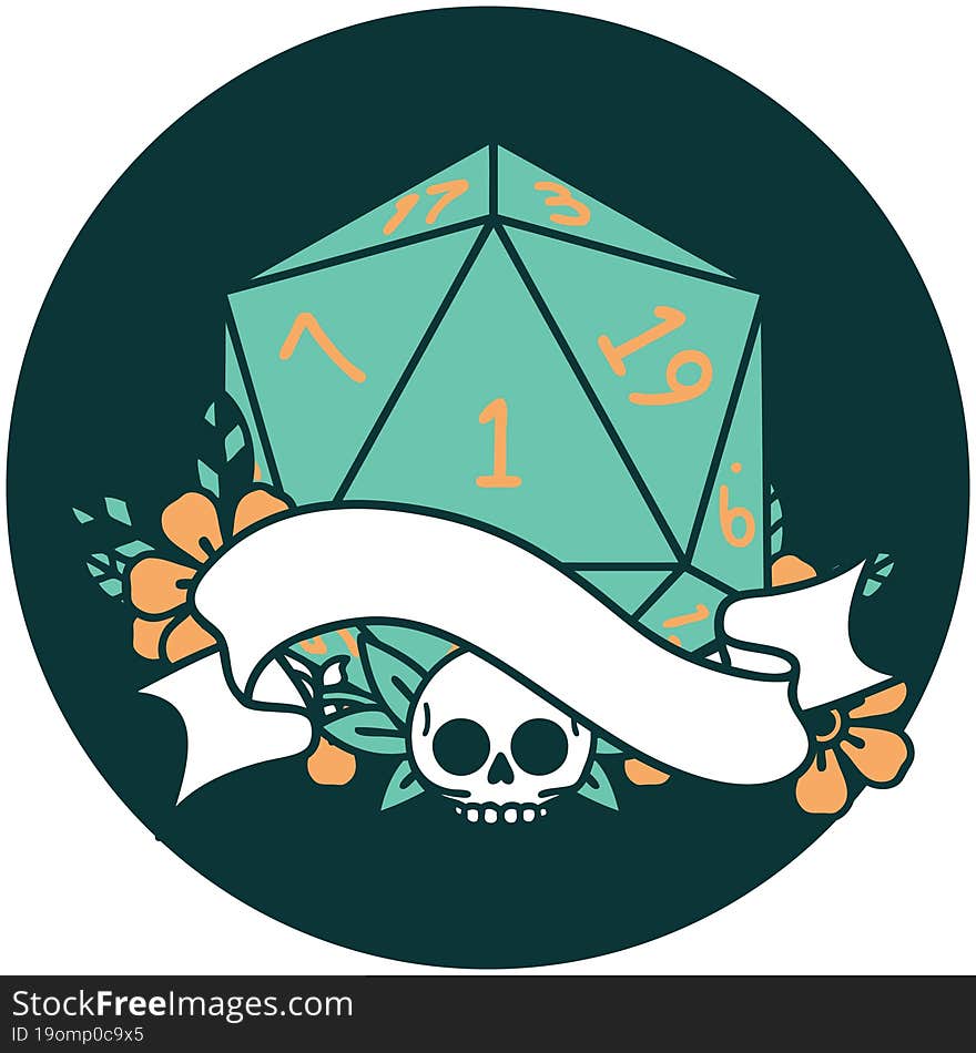 natural one d20 dice roll icon