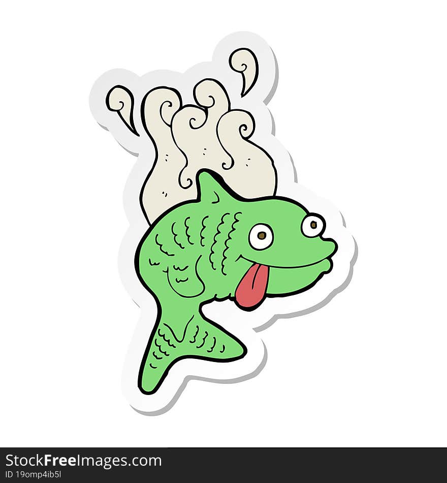 Sticker Of A Cartoon Smelly Fish