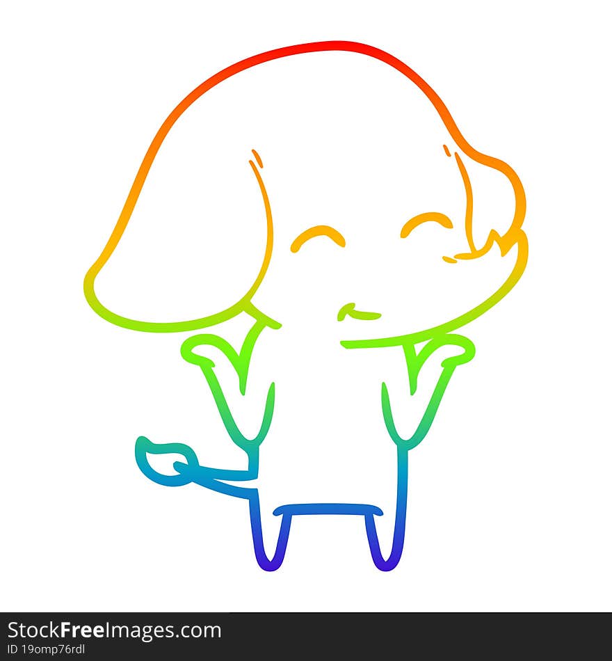 rainbow gradient line drawing cute cartoon elephant