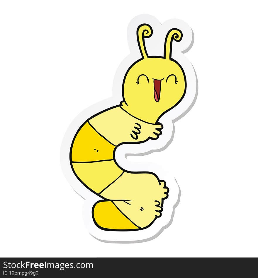 sticker of a cartoon happy caterpillar