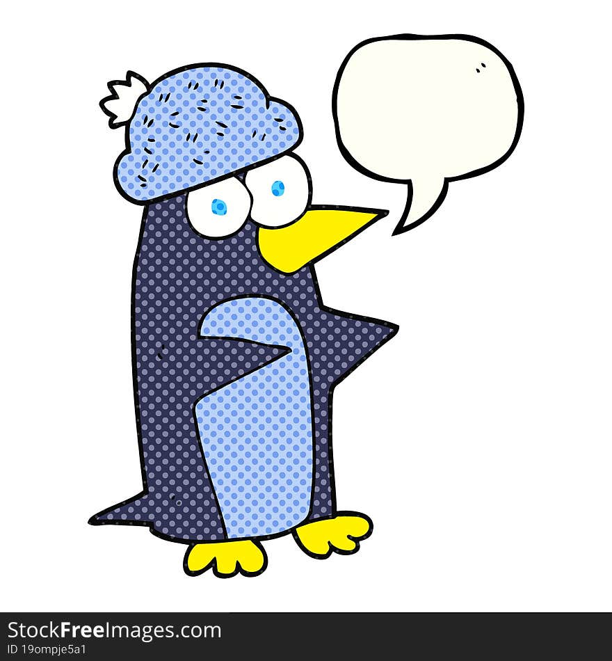 Comic Book Speech Bubble Cartoon Penguin